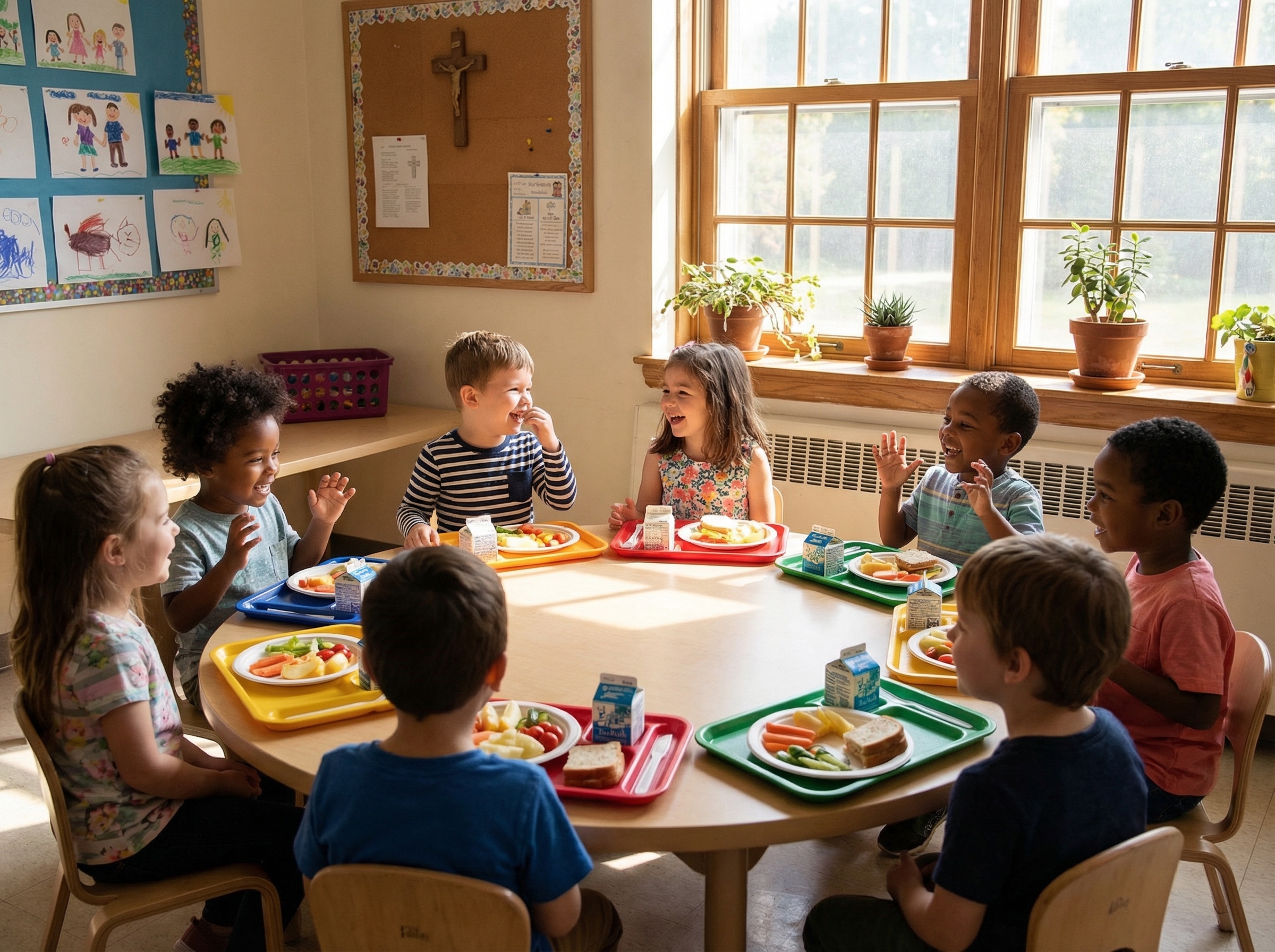 Children at lunch at Open Arms